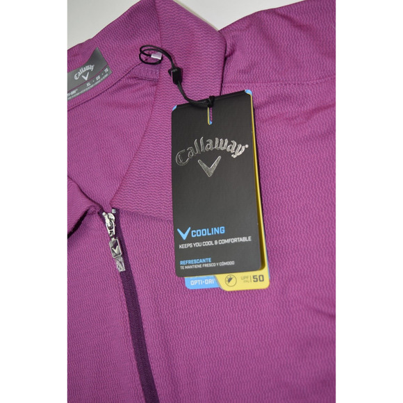 Callaway Womens XL Golf Polo Tank Solid Purple 1/4 Zip Stretch Opti-Dri Cooling - Picture 3 of 12